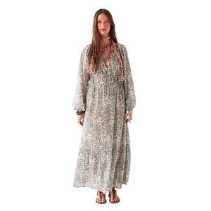 Maison Hotel Maxi Dress Size S Long Hawaiian Blue Purple Paradise Flora Boho NEW